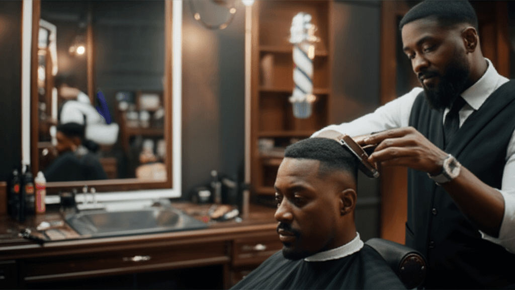 Barber at work